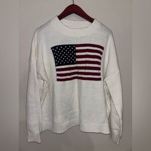 Women's White Sweater with Flag Design